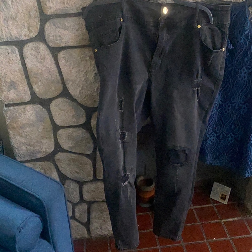 Black Distressed  jeans size 16